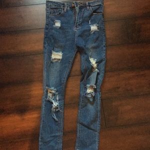 Distressed blue jeans!